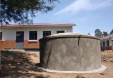 Rainwater collection tank at Nyabiteete